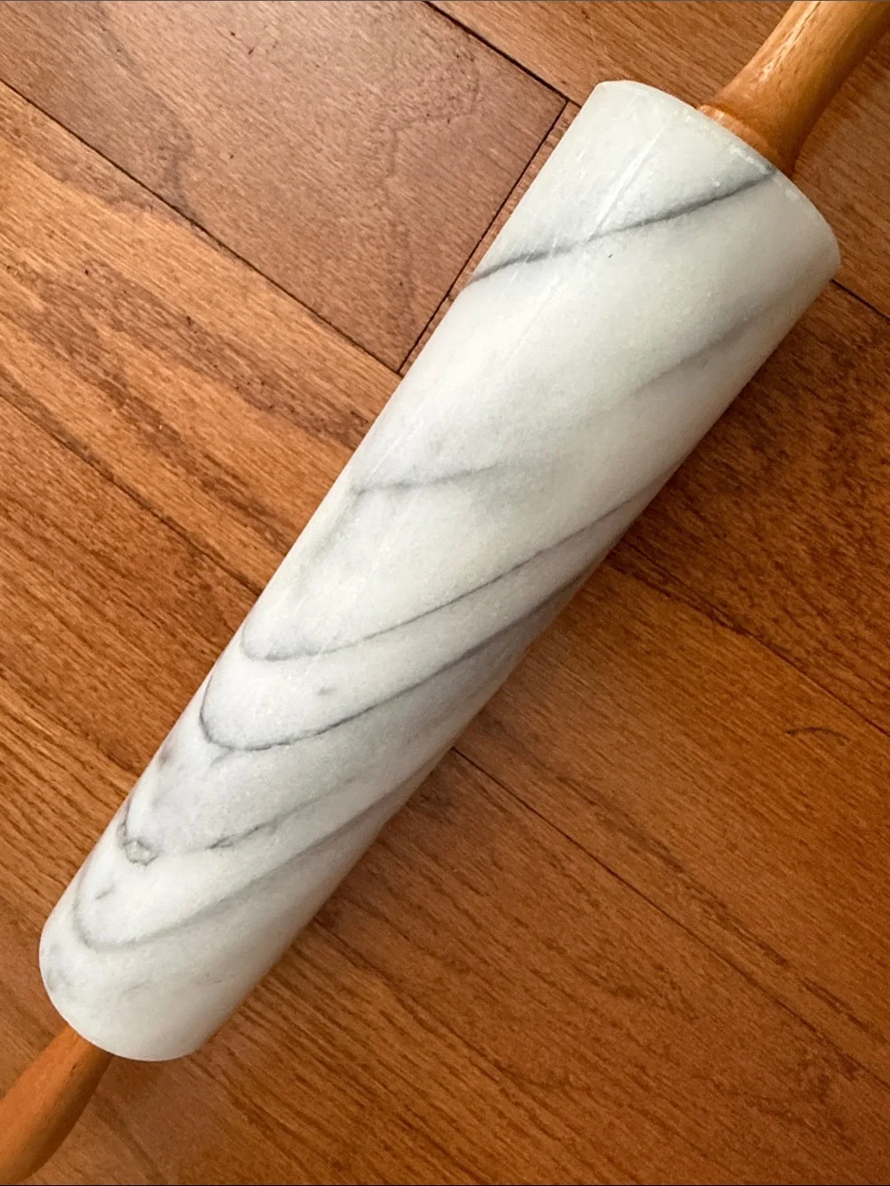 Vintage Marble Rolling Pin with Wooden Handles